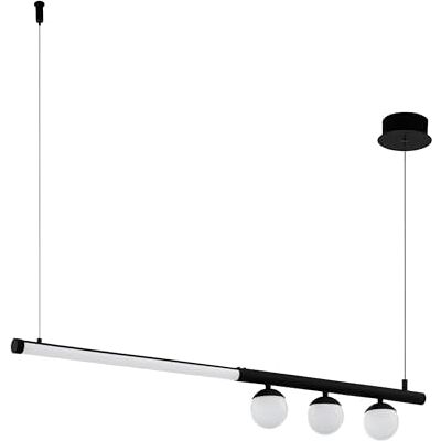 EGLO LED pendellampa Phianeros, 4 flamsäkra hänglampor modern, hängande lampa av stål och plast, matbordslampa i svart, vit, vardagsrumslampa, L 100 cm EGLO LED pendellampa Phianeros, 4 flamsäkra hänglampor modern, hängande lampa av stål och plast, matbordslampa i svart, vit, vardagsrumslampa, L 100 cm