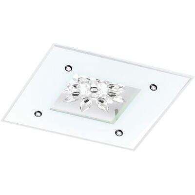 EGLO LED-taklampa Benalua 1, 1 lampa, dimbar, vardagsrum klassisk av metall i vitt, glas och kristall i klar, LED matrum varm vit, L x B 37 cm EGLO LED-taklampa Benalua 1, 1 lampa, dimbar, vardagsrum klassisk av metall i vitt, glas och kristall i klar, LED matrum varm vit, L x B 37 cm