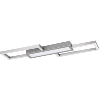 EGLO LED taklampa Fomento, geometrisk taklampa, metall i matt nickel och vit plast, infälld belysning för kontor och kök, varm- och kallvit, L 78 cm EGLO LED taklampa Fomento, geometrisk taklampa, metall i matt nickel och vit plast, infälld belysning för kontor och kök, varm- och kallvit, L 78 cm
