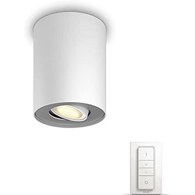 Philips Hue Pillar 1 ljuskälla vit (inkluderar en Hue Dimmer Switch): Utbyggd Takspotlight, GU10 spotlights, Hue White Ambiance, Zigbee & Bluetooth, trådlös, kompatibel med Amazon Alexa (Echo Dot), Google Home Assistant (Google Mini, Google Home) och Sir Philips Hue Pillar 1 ljuskälla vit (inkluderar en Hue Dimmer Switch): Utbyggd Takspotlight, GU10 spotlights, Hue White Ambiance, Zigbee & Bluetooth, trådlös, kompatibel med Amazon Alexa (Echo Dot), Google Home Assistant (Google Mini, Google Home) och Sir