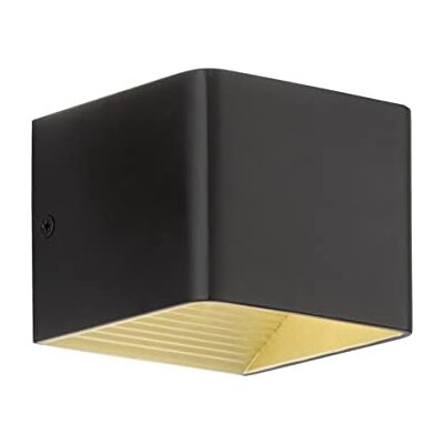 Fischer & Honsel LED vägglampa Dan, kubformad väggbelysning för vardagsrum och sovrum, metall, svart och guldfärgad, 10 x 8 cm Fischer & Honsel LED vägglampa Dan, kubformad väggbelysning för vardagsrum och sovrum, metall, svart och guldfärgad, 10 x 8 cm
