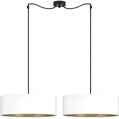Sotto Luce Akai Glamour 2-ljus pendellampa – vit/gyllene tyg – 1,5 m svart tygkabel – svart takrosett – 2 x E27 – ø 45 cm Sotto Luce Akai Glamour 2-ljus pendellampa – vit/gyllene tyg – 1,5 m svart tygkabel – svart takrosett – 2 x E27 – ø 45 cm