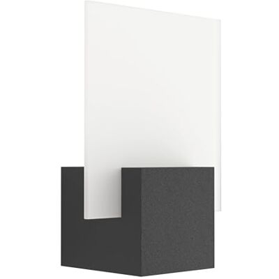 EGLO Adamello LED utomhus vägglampa, 1 glödlampa utomhu, LED-vägglampa i gjuten aluminium i svart och satinerat glas i vitt, LED utomhu varm vit, IP44 EGLO Adamello LED utomhus vägglampa, 1 glödlampa utomhu, LED-vägglampa i gjuten aluminium i svart och satinerat glas i vitt, LED utomhu varm vit, IP44