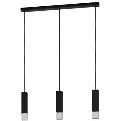 EGLO LED hängande lampa Butrano, 3-glödlampa pendelbelysning minimalistisk, belysning av metall i svart, silver, matbordslampa, LED vardagsrumslampa hängande varm vit, GU10-uttag EGLO LED hängande lampa Butrano, 3-glödlampa pendelbelysning minimalistisk, belysning av metall i svart, silver, matbordslampa, LED vardagsrumslampa hängande varm vit, GU10-uttag