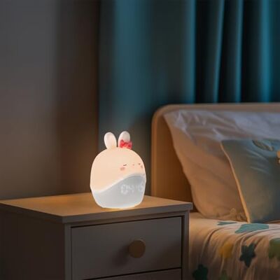 M mimotec M Ledme LED-sänglampa/väckarklocka för barn, kanin, varm temperatur 3 000 K, opal finish. LM9210 M mimotec M Ledme LED-sänglampa/väckarklocka för barn, kanin, varm temperatur 3 000 K, opal finish. LM9210
