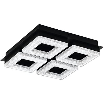 EGLO LED taklampa Fradelo 1, 4-flammig taklampa, vardagsrumslampa av metall, plast i svart, kristall i klar, sovrumslampa vinklad, lysdioder varmvitt, 28 cm EGLO LED taklampa Fradelo 1, 4-flammig taklampa, vardagsrumslampa av metall, plast i svart, kristall i klar, sovrumslampa vinklad, lysdioder varmvitt, 28 cm