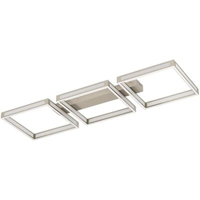 EGLO LED taklampa Altaflor, minimalistisk vardagsrumslampa av metall i nickel matt och plast i vitt, LED kökslampa varmvit ljus, L 100 cm EGLO LED taklampa Altaflor, minimalistisk vardagsrumslampa av metall i nickel matt och plast i vitt, LED kökslampa varmvit ljus, L 100 cm