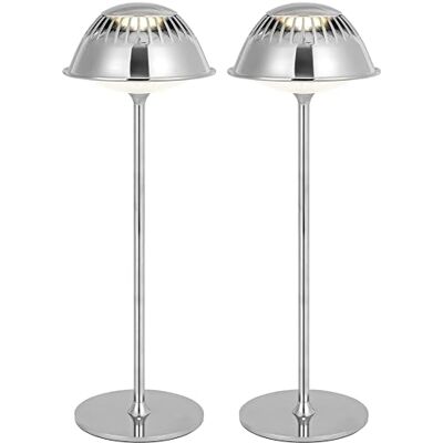 LuminexDesigns uppsättning av 2 metall-silverbordslampor, dimbara och trådlösa, accentljus för moderna rum LuminexDesigns uppsättning av 2 metall-silverbordslampor, dimbara och trådlösa, accentljus för moderna rum