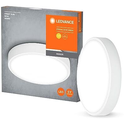 LEDVANCE ORBIS Slim Moia Led Taklampa 380mm, vit, 24W, 2600 lm, varmt vitt ljus, mycket homogen ljusfördelning, lång livslängd, fast installerad LED -modul, rund, IP20 -skyddsklass, 3000K LEDVANCE ORBIS Slim Moia Led Taklampa 380mm, vit, 24W, 2600 lm, varmt vitt ljus, mycket homogen ljusfördelning, lång livslängd, fast installerad LED -modul, rund, IP20 -skyddsklass, 3000K