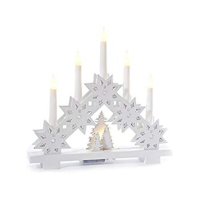 HEITMANN DECO LED-ljusbåge i trä, stämningsbelysning, ljusbåge, upplyst juldekoration, vit, för inomhusbruk HEITMANN DECO LED-ljusbåge i trä, stämningsbelysning, ljusbåge, upplyst juldekoration, vit, för inomhusbruk