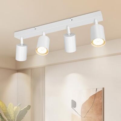 Dehobo Strålkastare och spotskenor, moderna svängbara dubbla takspotlights, matt vit spotlight, utan glödlampor, taklampa med 4 ställen för kök, sovrum, vardagsrum, hall, matsal Dehobo Strålkastare och spotskenor, moderna svängbara dubbla takspotlights, matt vit spotlight, utan glödlampor, taklampa med 4 ställen för kök, sovrum, vardagsrum, hall, matsal
