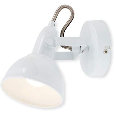 BRILONER Leuchten 2049-016 vägglampa med roterande och svängbar spotlight i retro/vintage design metall 40 W vit BRILONER Leuchten 2049-016 vägglampa med roterande och svängbar spotlight i retro/vintage design metall 40 W vit