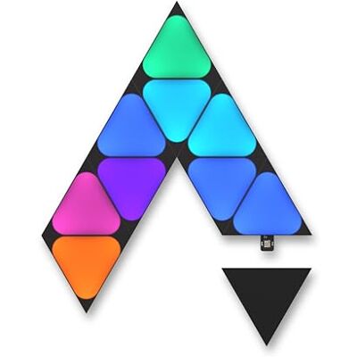 Nanoleaf Ultra Black Mini Triangle Expansion Pack, 10 extra mini LED-trianglar modulära interiörvägglampor, 16 m WiFi-färger RGBW smarta LED-lampor, kompatibla Nanoleaf Ultra Black Mini Triangle Expansion Pack, 10 extra mini LED-trianglar modulära interiörvägglampor, 16 m WiFi-färger RGBW smarta LED-lampor, kompatibla