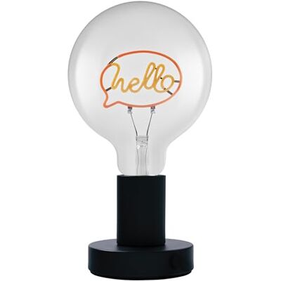 OSRAM 1906 Letter LED-bordslampa med Hello-text, neon, 1,2 W, E27, svart, varmvit, textilkabel OSRAM 1906 Letter LED-bordslampa med Hello-text, neon, 1,2 W, E27, svart, varmvit, textilkabel