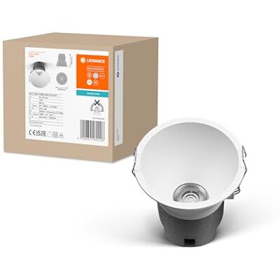 LEDVANCE SPOT TWIST infälld downlight, vit, 10W, 800lm, 840 WT, 93mm diameter, kallvit ljusfärg, upp till 90% energibesparing jämfört med halogendownlights, enkel installation, 4000K. LEDVANCE SPOT TWIST infälld downlight, vit, 10W, 800lm, 840 WT, 93mm diameter, kallvit ljusfärg, upp till 90% energibesparing jämfört med halogendownlights, enkel installation, 4000K.