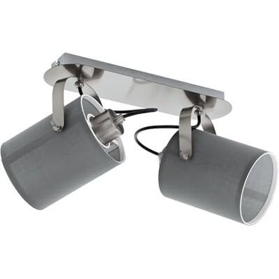 EGLO VILLABATE grå dubbel spotlight ljus 98139, stål, satin nickel/tyg, 20 W EGLO VILLABATE grå dubbel spotlight ljus 98139, stål, satin nickel/tyg, 20 W