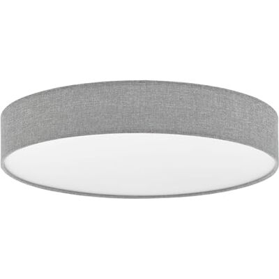 EGLO LED-taklampa ROMAO, armatur i stål med en flamma, plast, textil i vitt, grått, med fjärrkontroll, färgtemperaturförändring (varm, neutral, kall), nattlampa, dimbar, Ø 57 cm EGLO LED-taklampa ROMAO, armatur i stål med en flamma, plast, textil i vitt, grått, med fjärrkontroll, färgtemperaturförändring (varm, neutral, kall), nattlampa, dimbar, Ø 57 cm