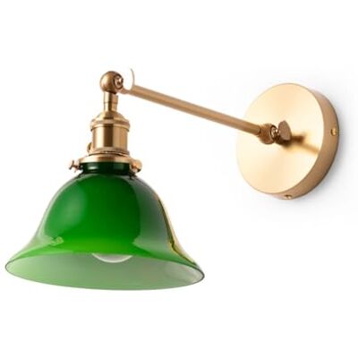 B·LED BARCELONA LED BARCELONA LED BANQUI Vintage Industriell Vägglampa Grön Grön Glasskärm & Guldbronsfärgad Metall E27 Sockel 180° Justerbar Väggbelysning för Sovrum Vardagsrum Hall B·LED BARCELONA LED BARCELONA LED BANQUI Vintage Industriell Vägglampa Grön Grön Glasskärm & Guldbronsfärgad Metall E27 Sockel 180° Justerbar Väggbelysning för Sovrum Vardagsrum Hall