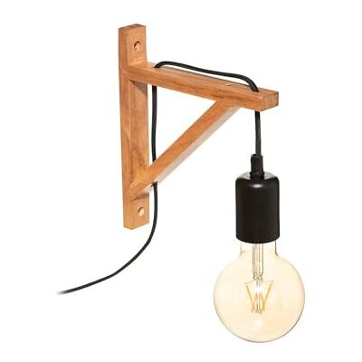 Avilia Rustik vägglampa – vägglampa för kök, vardagsrum och bar, i trä, brun och svart Avilia Rustik vägglampa – vägglampa för kök, vardagsrum och bar, i trä, brun och svart