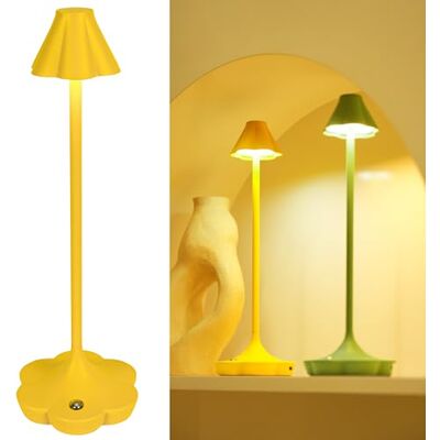 LuminexDesigns Gul bord med lampskärm, designerstil med batteri, dimbar för matsal eller mysiga hörn LuminexDesigns Gul bord med lampskärm, designerstil med batteri, dimbar för matsal eller mysiga hörn