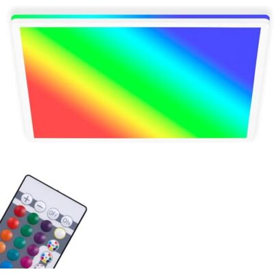 BRILONER Leuchten LED-panel, dimbar taklampa, RGB, färgkontroll, bakljus, inkl. fjärrkontroll, 22 watt, 2 700 lumen, 4 000 Kelvin, vit, 420 x 420 x 28 mm (DxH) BRILONER Leuchten LED-panel, dimbar taklampa, RGB, färgkontroll, bakljus, inkl. fjärrkontroll, 22 watt, 2 700 lumen, 4 000 Kelvin, vit, 420 x 420 x 28 mm (DxH)