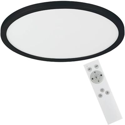 EGLO LED-taklampa, Campaspero, dimbar taklampa med fjärrkontroll, rund takbelysning av plast i vitt och svart, lampa för vägg och tak, varmvit, kallvit, Ø 30 cm EGLO LED-taklampa, Campaspero, dimbar taklampa med fjärrkontroll, rund takbelysning av plast i vitt och svart, lampa för vägg och tak, varmvit, kallvit, Ø 30 cm
