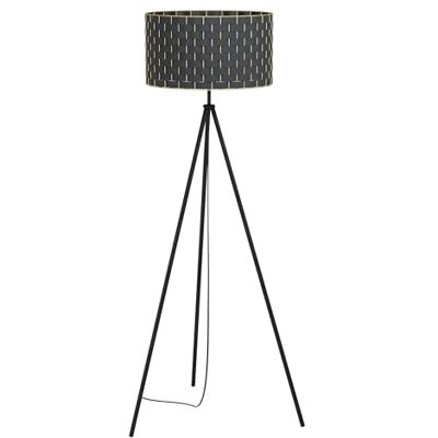 EGLO Golvlampa Marasales, 1 flammig golvlampa, golvlampa av textil och metall i svart, mässing, vardagsrumslampa, lampa med stegbrytare, E27 EGLO Golvlampa Marasales, 1 flammig golvlampa, golvlampa av textil och metall i svart, mässing, vardagsrumslampa, lampa med stegbrytare, E27