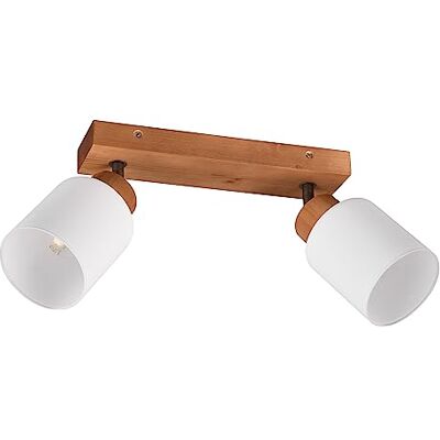 RL LIVE YOUR LIGHT Reality Leuchten Spoter Assam R81112030, naturligt trä, glas, vitt, exkl. 2 x E14 RL LIVE YOUR LIGHT Reality Leuchten Spoter Assam R81112030, naturligt trä, glas, vitt, exkl. 2 x E14