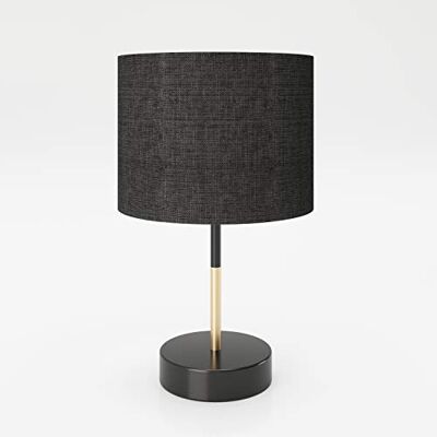 Playboy Designer-bordslampa med svart lampskärm i tyg, lämplig som bords- eller dekorationslampa, sänglampa, skrivbordslampa, retrodesign, svart med träelement Playboy Designer-bordslampa med svart lampskärm i tyg, lämplig som bords- eller dekorationslampa, sänglampa, skrivbordslampa, retrodesign, svart med träelement