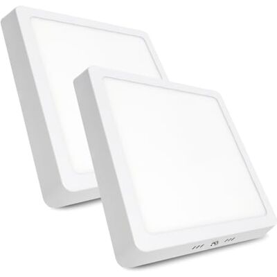 LED ATOMANT Packa 2 x LED-takyta fyrkantig yta, 220 x 220 mm 20 W, kall vit färg (6 500 K), 1 800 lumen, drivrutin ingår LED ATOMANT Packa 2 x LED-takyta fyrkantig yta, 220 x 220 mm 20 W, kall vit färg (6 500 K), 1 800 lumen, drivrutin ingår
