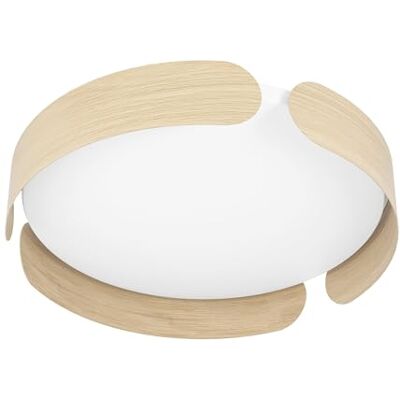 EGLO LED taklampa Valcasotto, 1 flammig taklampa minimalistisk, vardagsrumslampa av metall i trälook, plast i vitt, LED sovrumslampa varm vit EGLO LED taklampa Valcasotto, 1 flammig taklampa minimalistisk, vardagsrumslampa av metall i trälook, plast i vitt, LED sovrumslampa varm vit