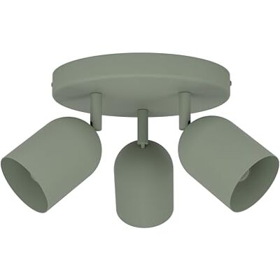 EGLO Tilston Taklampa med 3 ljuskällor, takstrålkastare för vardagsrum, takspotlight av mörkgrönt stål, E14-sockel EGLO Tilston Taklampa med 3 ljuskällor, takstrålkastare för vardagsrum, takspotlight av mörkgrönt stål, E14-sockel
