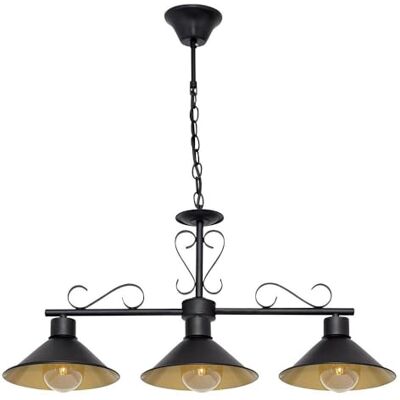 PRENDELUZ Takhängande 3xE27, svart och guld, mått 86 x 20 cm, perfekt för dekorativ belysning inomhus. PRENDELUZ Takhängande 3xE27, svart och guld, mått 86 x 20 cm, perfekt för dekorativ belysning inomhus.