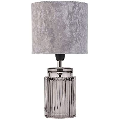 Pauleen 48213 Classy Velvet Bordslampa Max. 20 watt Grå, Rökfärgat glas Nattduksbordlampa i glamourstil i sammet, Glas E14 Pauleen 48213 Classy Velvet Bordslampa Max. 20 watt Grå, Rökfärgat glas Nattduksbordlampa i glamourstil i sammet, Glas E14