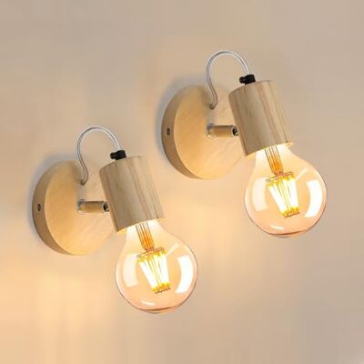 Comely Wall Light Natural Wood Set 2, 10 * 10 * 13cm, E27, Scandinavian design, without light bulb Comely Wall Light Natural Wood Set 2, 10 * 10 * 13cm, E27, Scandinavian design, without light bulb