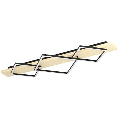 EGLO Boyal LED-taklampa, med 3 lampor, vardagsrumslampa i ljust trä och svart metall, FSC-certifierad taklampa, varmvitt ljus, 101 cm EGLO Boyal LED-taklampa, med 3 lampor, vardagsrumslampa i ljust trä och svart metall, FSC-certifierad taklampa, varmvitt ljus, 101 cm