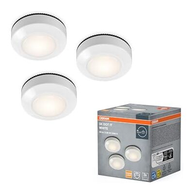 OSRAM DOT-it mobil LED-lampa i vitt, plast, 3-pack, IP20-skydd, för hyllbelysning OSRAM DOT-it mobil LED-lampa i vitt, plast, 3-pack, IP20-skydd, för hyllbelysning
