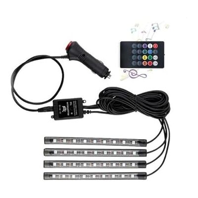 Glowster LED-interiörbil vattentät med RGB-lampor, 4,5 W och 4 remsor på 0,225 m vardera. Inkluderar USB-laddare för enkel och snabb installation. Lys upp din bil med stil och funktionalitet. Glowster LED-interiörbil vattentät med RGB-lampor, 4,5 W och 4 remsor på 0,225 m vardera. Inkluderar USB-laddare för enkel och snabb installation. Lys upp din bil med stil och funktionalitet.