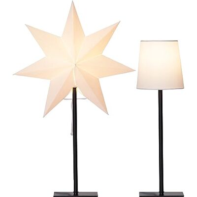 EGLO Bordslampa med utbytbar skärm Frozen från Star Trading, 3D-pappersstjärna, jul eller rund lampskärm i vitt, dekorativ stjärna bordslampa med kabelbrytare, E14, höjd: 55 cm EGLO Bordslampa med utbytbar skärm Frozen från Star Trading, 3D-pappersstjärna, jul eller rund lampskärm i vitt, dekorativ stjärna bordslampa med kabelbrytare, E14, höjd: 55 cm