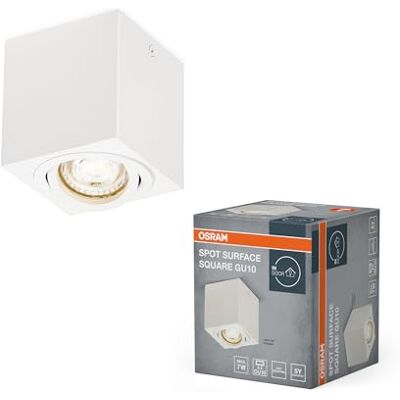 OSRAM Spot Surface Square takmonterad spot, vit, med GU10-sockel, kan förses med normal eller smart lampa, flexibel strålvinkel, IP20-skydd, högkvalitativt hölje OSRAM Spot Surface Square takmonterad spot, vit, med GU10-sockel, kan förses med normal eller smart lampa, flexibel strålvinkel, IP20-skydd, högkvalitativt hölje