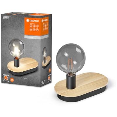 LEDVANCE DECOR Wood Bordslampa TOUCH USB, svart, E27-fot för enkelt lampbyte, kan förses med normal eller smart lampa, IP20-skydd LEDVANCE DECOR Wood Bordslampa TOUCH USB, svart, E27-fot för enkelt lampbyte, kan förses med normal eller smart lampa, IP20-skydd