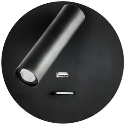 Levitantes Vägglampa 3w 4000k Giotto rund svart USB-port 150 lm C/strömbrytare 14 x 14 x 12 cm Orientb Levitantes Vägglampa 3w 4000k Giotto rund svart USB-port 150 lm C/strömbrytare 14 x 14 x 12 cm Orientb
