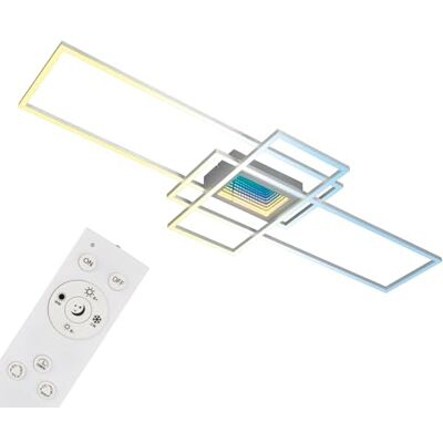 BRILONER LED-taklampa med oändlighetsspegel, 3D-tunneleffekt, dimbar, CCT, fjärrkontroll, LED-taklampa, vardagsrum, sovrum, kök, 110 x 42 cm, aluminiumfärg BRILONER LED-taklampa med oändlighetsspegel, 3D-tunneleffekt, dimbar, CCT, fjärrkontroll, LED-taklampa, vardagsrum, sovrum, kök, 110 x 42 cm, aluminiumfärg