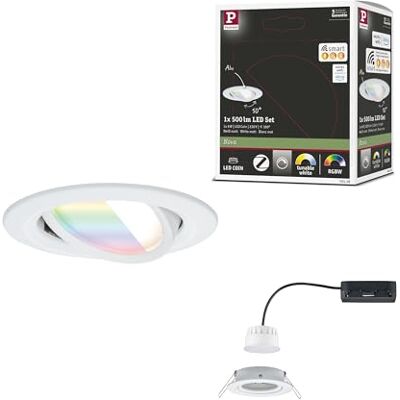 Paulmann 92438 LED infälld spotlight Nova Round Corner 84 mm 50° RGBW+ 6W 500lm 230 V frostat vit gjuten Alu Paulmann 92438 LED infälld spotlight Nova Round Corner 84 mm 50° RGBW+ 6W 500lm 230 V frostat vit gjuten Alu