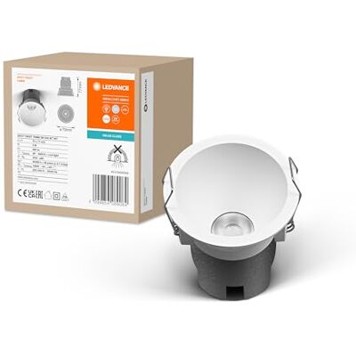 LEDVANCE SPOT TWIST infälld downlight, vit, 5W, 400lm, 840 WT, 70mm diameter, kallvit ljusfärg, upp till 90% energibesparing jämfört med halogendownlights, enkel installation, 4000K. LEDVANCE SPOT TWIST infälld downlight, vit, 5W, 400lm, 840 WT, 70mm diameter, kallvit ljusfärg, upp till 90% energibesparing jämfört med halogendownlights, enkel installation, 4000K.