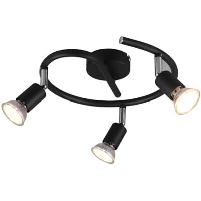 WatioWave GU10 3 spotlights, svart, modern design, perfekt för belysning i vardagsrum, kontor och arbetsrum. WatioWave GU10 3 spotlights, svart, modern design, perfekt för belysning i vardagsrum, kontor och arbetsrum.