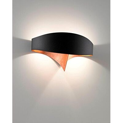 SELENE Selen vägglampa, 11 W, svart med kopparplatta SELENE Selen vägglampa, 11 W, svart med kopparplatta