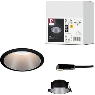 Paulmann 93397 Infälld lampa Cole fast rund dimbar Infälld spotlight Svart matt, silver Spot aluminium, plast Infälld lampa GU10 Paulmann 93397 Infälld lampa Cole fast rund dimbar Infälld spotlight Svart matt, silver Spot aluminium, plast Infälld lampa GU10