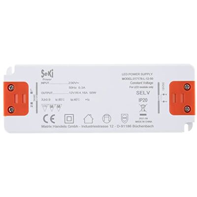 SeKi LED-strömförsörjning L-50-12 – 12 V – 4,16 A – 50 W; LED-drivare – transformator – strömförsörjning – förare – transformator SeKi LED-strömförsörjning L-50-12 – 12 V – 4,16 A – 50 W; LED-drivare – transformator – strömförsörjning – förare – transformator