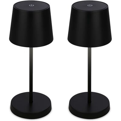 BRILONER – uppsättning av 2 LED-bordslampor trådlösa med touch, dimbar i steg, sänglampa, lä, campinglampa, bord, batterilampa, utomhus, 10,5 x 26 cm, svart BRILONER – uppsättning av 2 LED-bordslampor trådlösa med touch, dimbar i steg, sänglampa, lä, campinglampa, bord, batterilampa, utomhus, 10,5 x 26 cm, svart